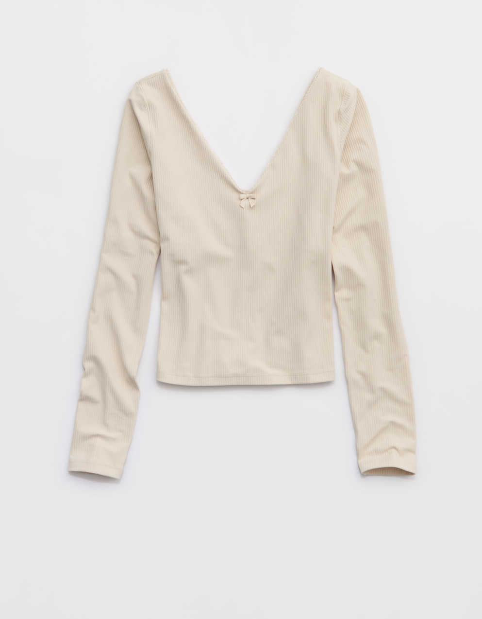 OFFLINE by Aerie Real Me XTRA リブ・オープンVネックTシャツ