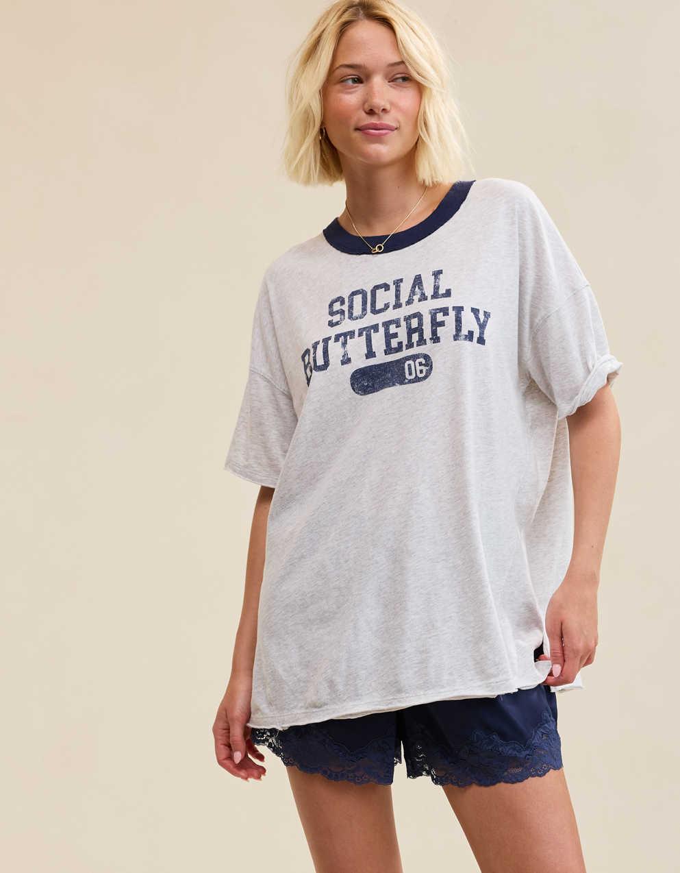 Aerie オーバーサイズ・クルー・ボーイフレンドTシャツ