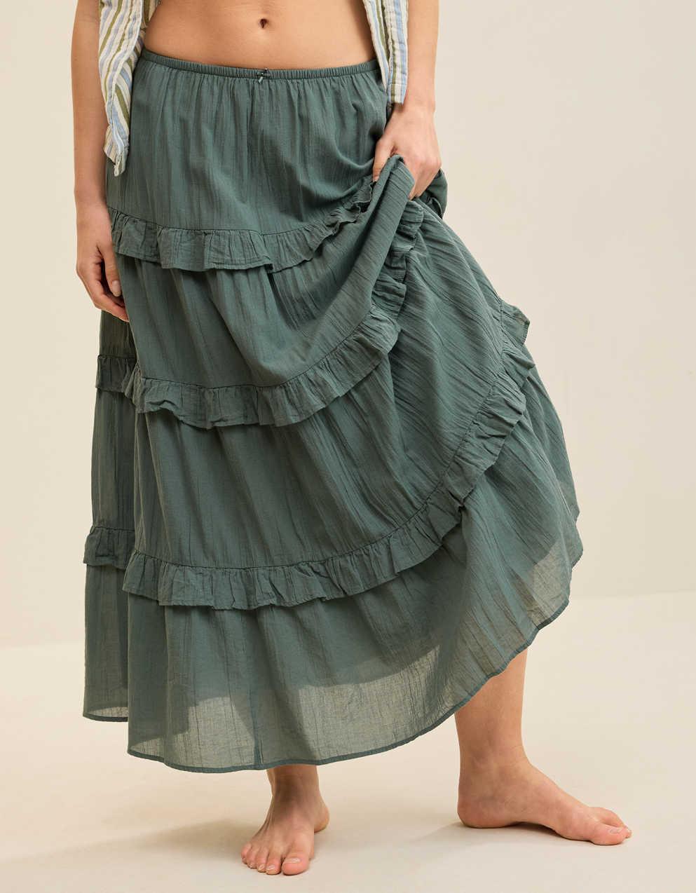 Aerie Ready To Ruffle ティアード・ミダックスカート