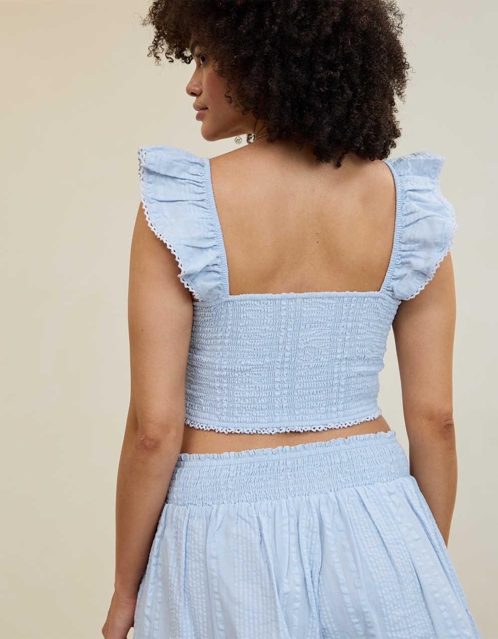 Aerie Cropped Seersucker Tank Top
