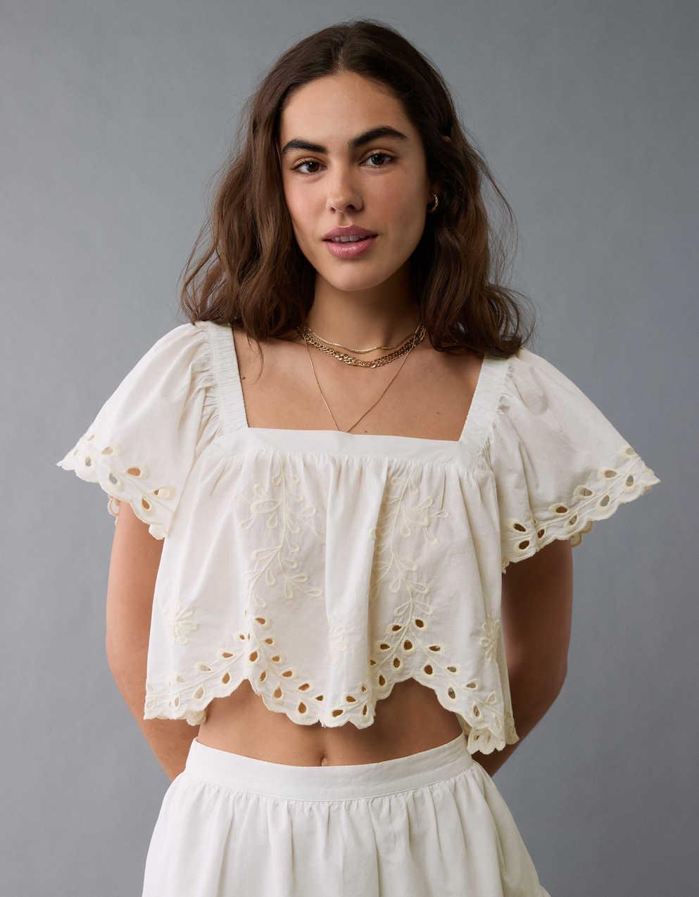 AE Tie Back Eyelet Crop Top