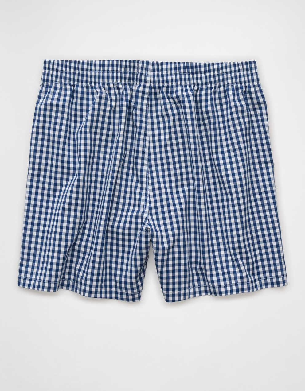 AEO メンズ チェック柄 ポプリン ポケット ボクサー ショートパンツ
