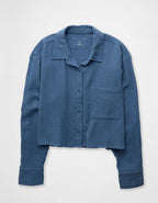 Aerie Good Day Cropped Cover Up Shirt