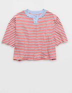 アエリ・リミックス・ヘンリー・クロップドTシャツ
