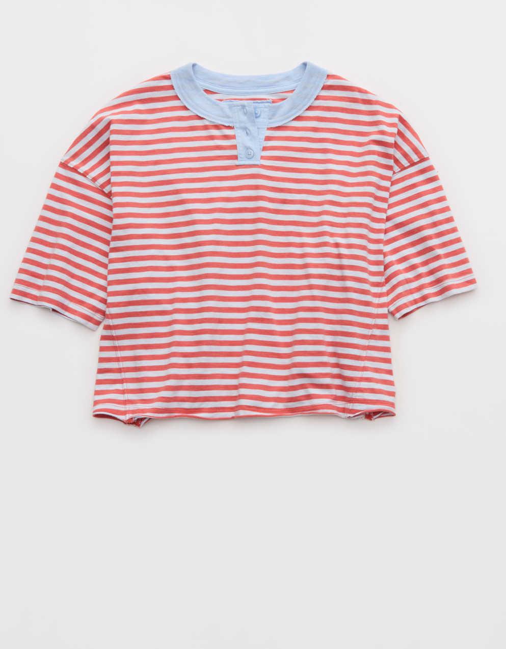 アエリ・リミックス・ヘンリー・クロップドTシャツ