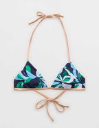 Aerie リバーシブル メタリックバインディング ホルターネック トライアングルビキニトップ