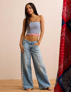 AE Low-Rise Lace Trim Baggy Ultra-Wide Leg Jean