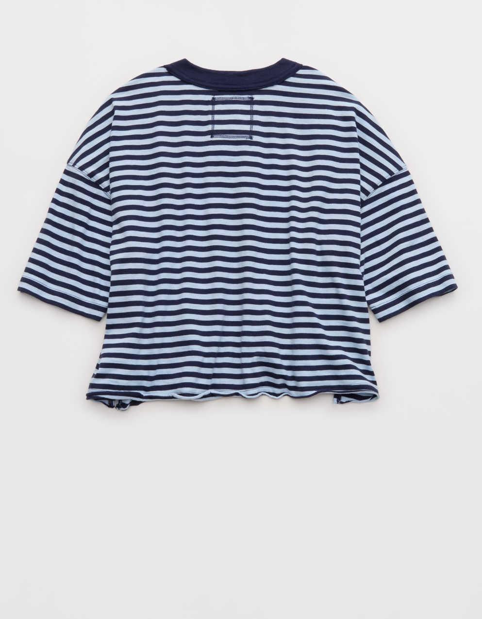 Aerie Remix Henley Cropped T-Shirt