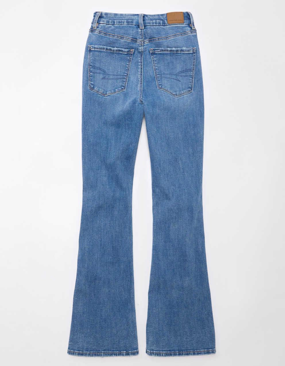 AE Next Level カーヴィー リップド スーパーハイウエスト フレア ジーンズ
