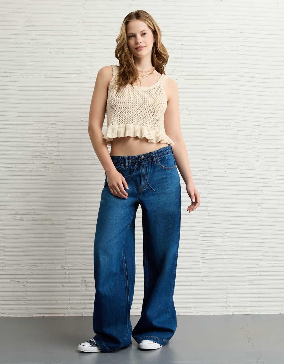 AE Crochet Peplum Tank Top