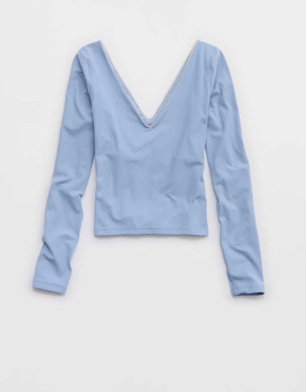 OFFLINE by Aerie Real Me XTRA リブ・オープンVネックTシャツ