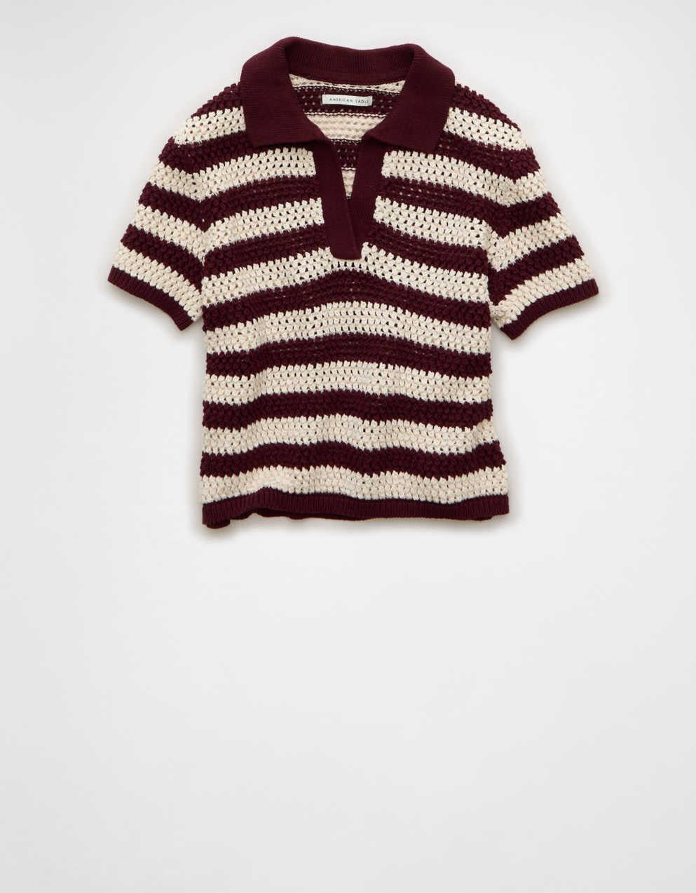 AE クロップド・クロシェ・セーター・ポロシャツ