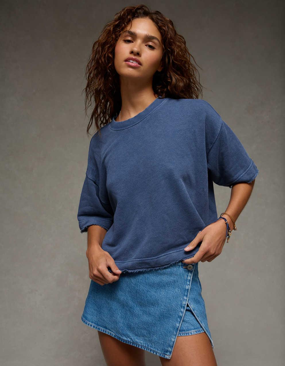 AE Boxy Short-Sleeve Sweatshirt