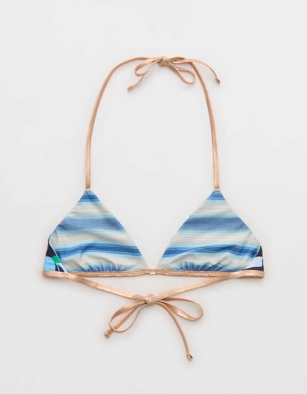 Aerie リバーシブル メタリックバインディング ホルターネック トライアングルビキニトップ