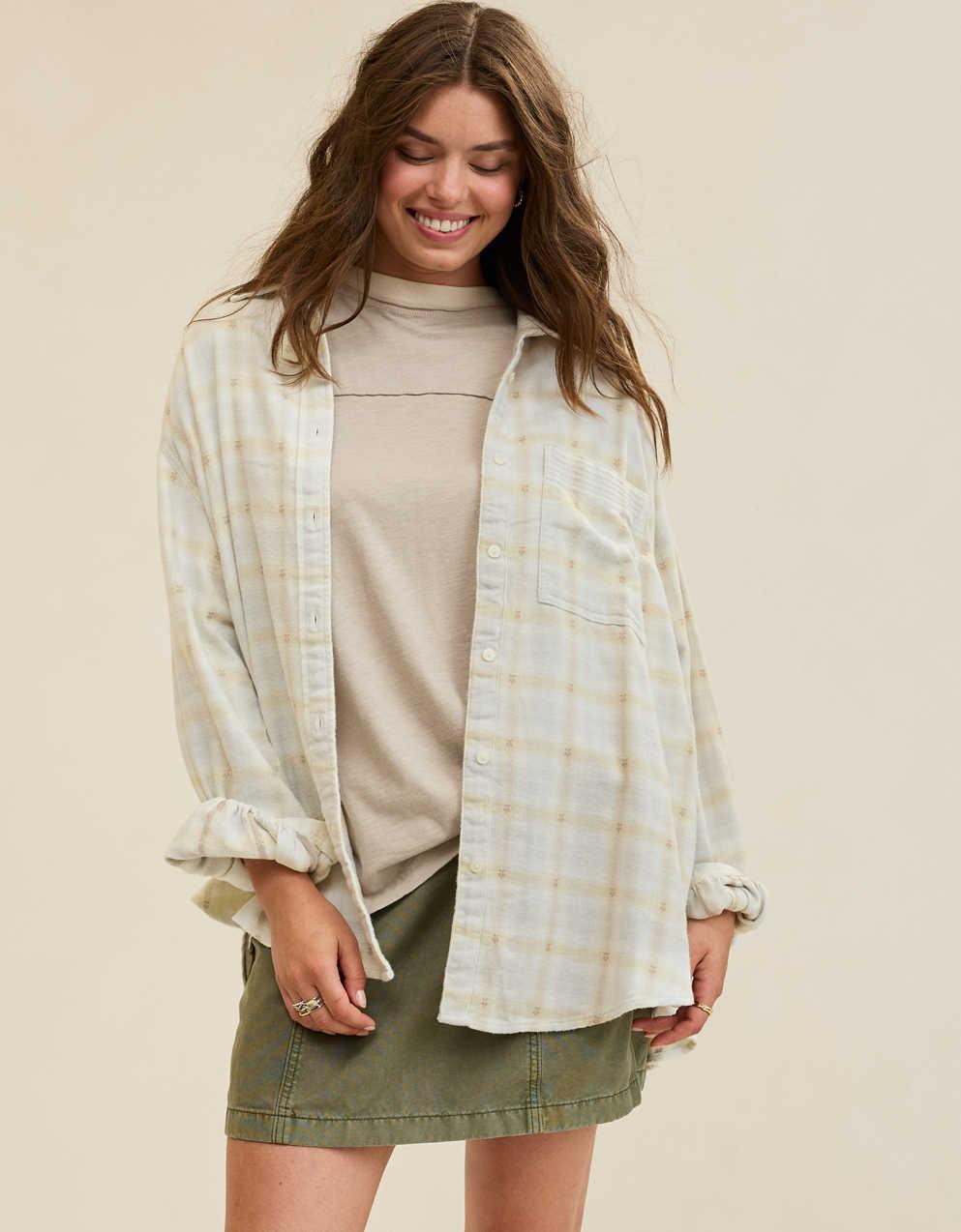 Aerie Anytime Fave フランネル・ボタンダウン・シャツ