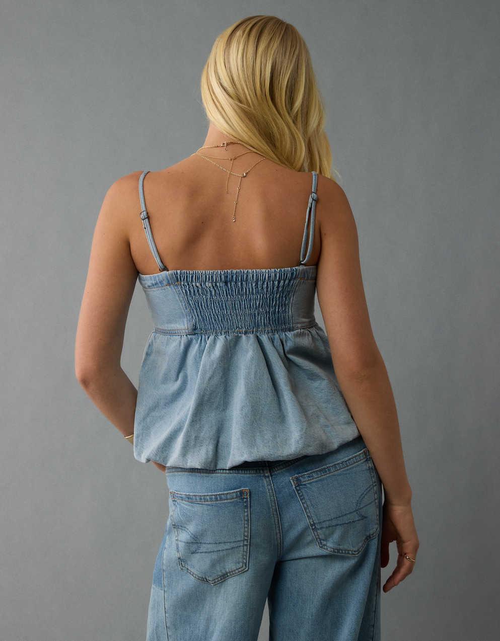 AE Denim Bubble Tube Top