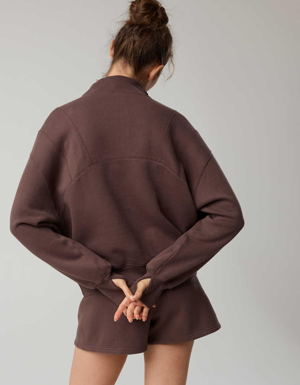 OFFLINE By Aerie クラウドフリース シーム入り クォータージップ スウェットシャツ