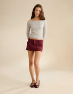 AE Fitted Off-the-Shoulder Cable Knit Sweater