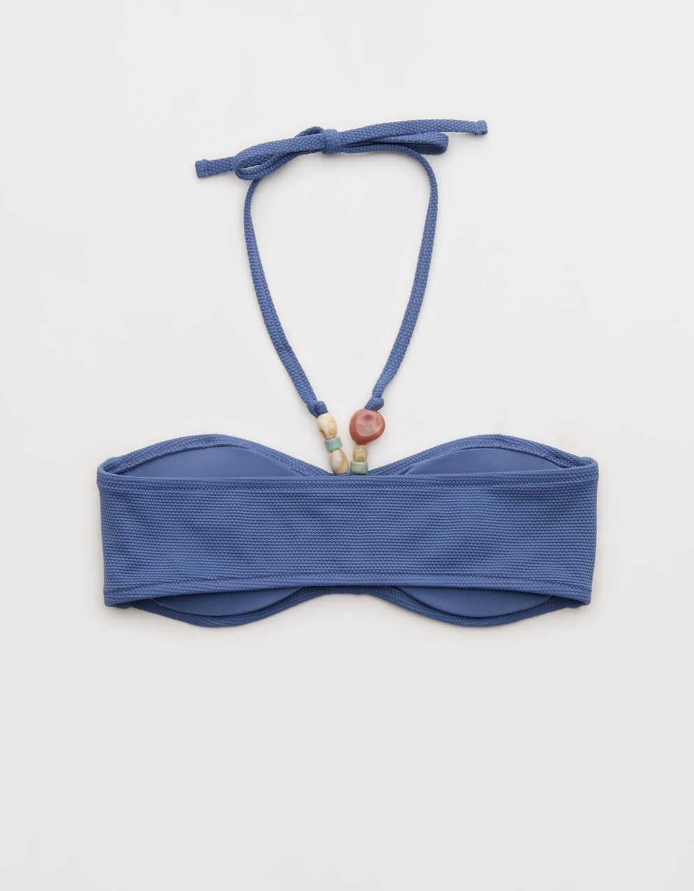 Aerie ピケ素材 シャーリング入りバンドゥビキニトップ