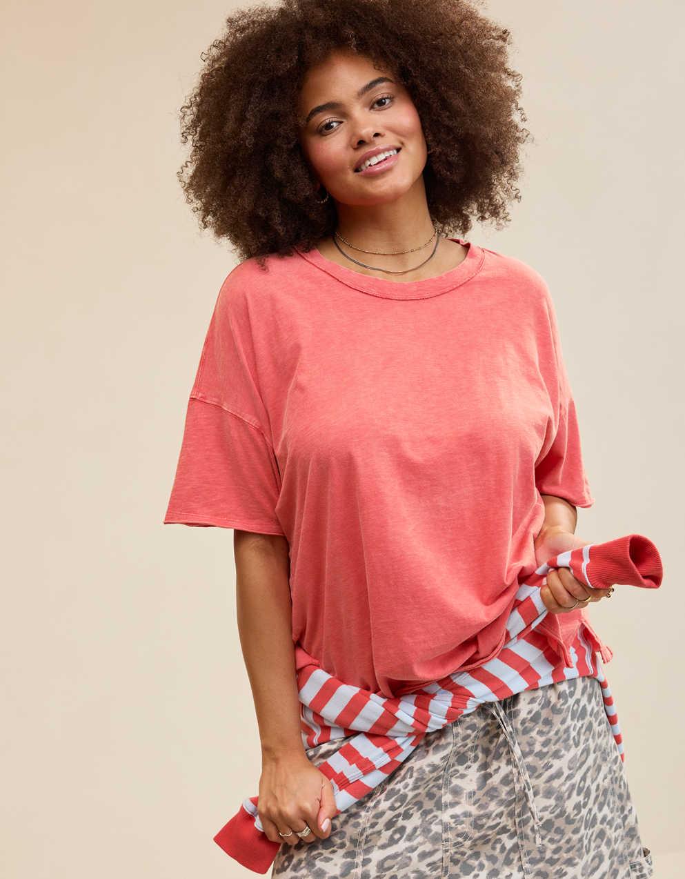 Aerie オーバーサイズ・クルー・ボーイフレンドTシャツ