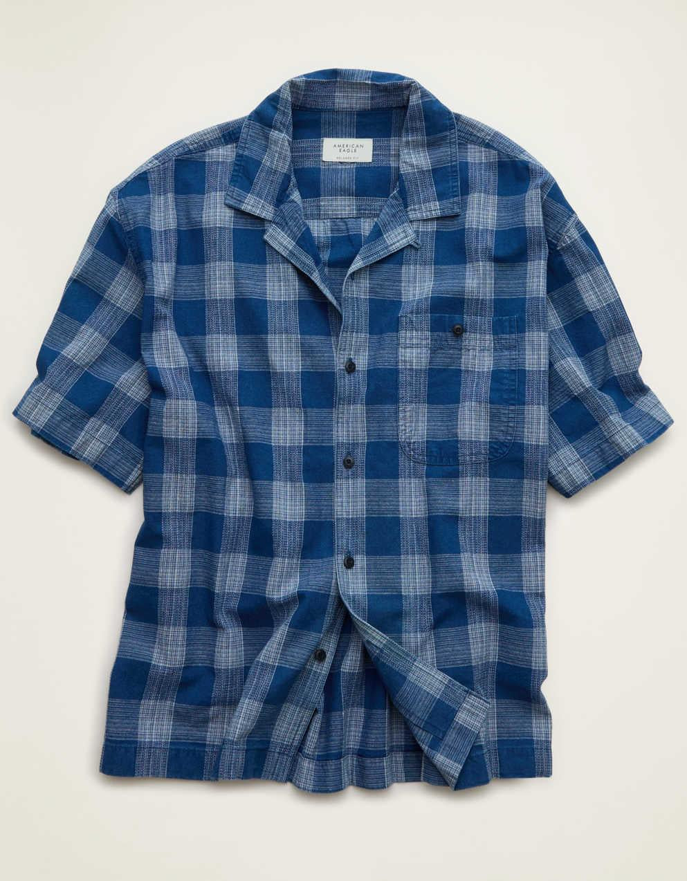 AE Relaxed Fit Camp Collar Button-Up Shirt