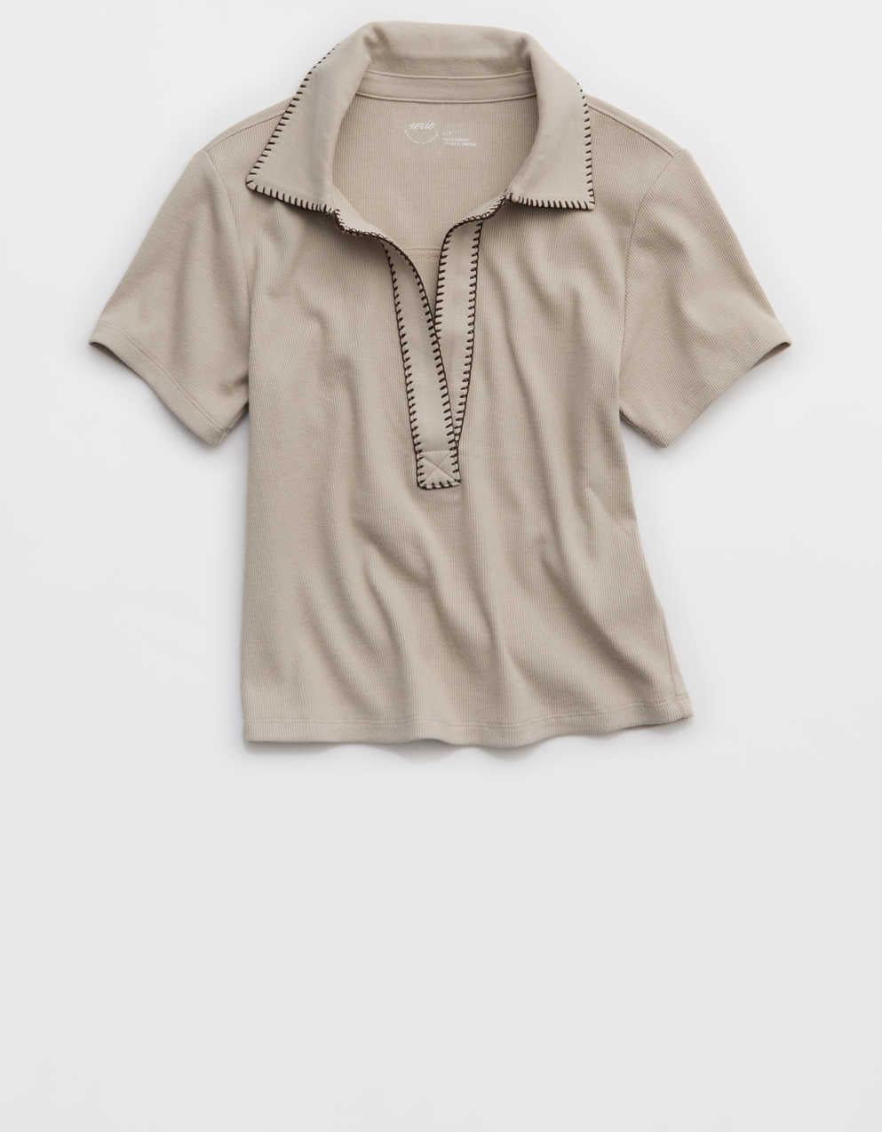 Aerie Cropped Polo T-Shirt