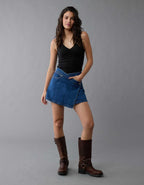 AE Stretch Crossover Denim Mini Skirt