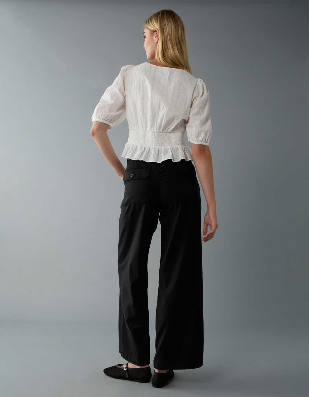 AE Dreamy Drape ストレッチスーパーハイウエストバギーワイドパンツ