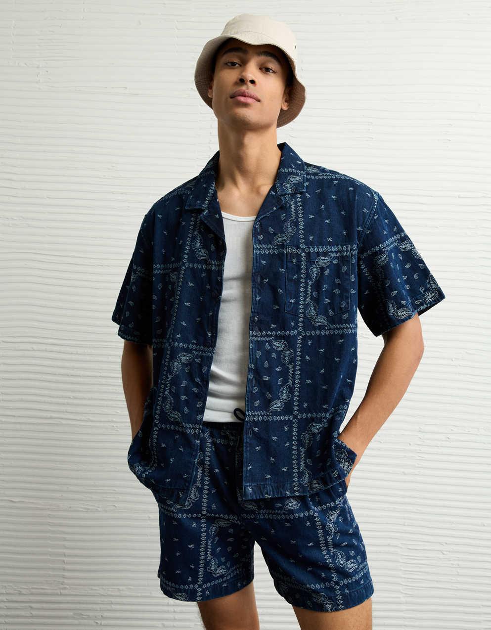AEプールサイド・プリント・ボタンアップ・シャツ