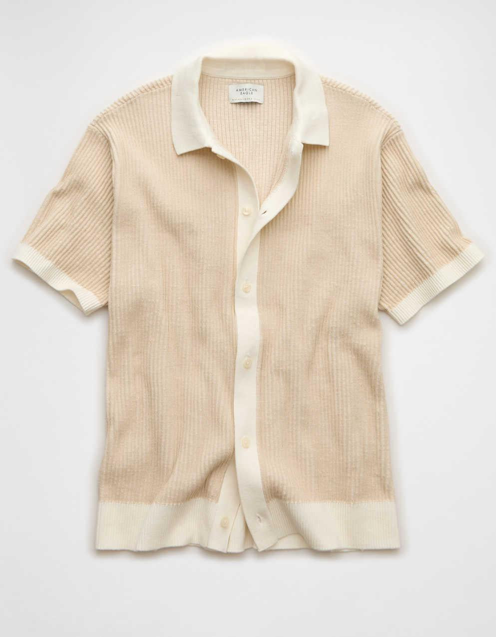 AE Striped Button-Up Sweater Polo