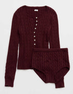 Aerie Cotton Cable Henley Sweater