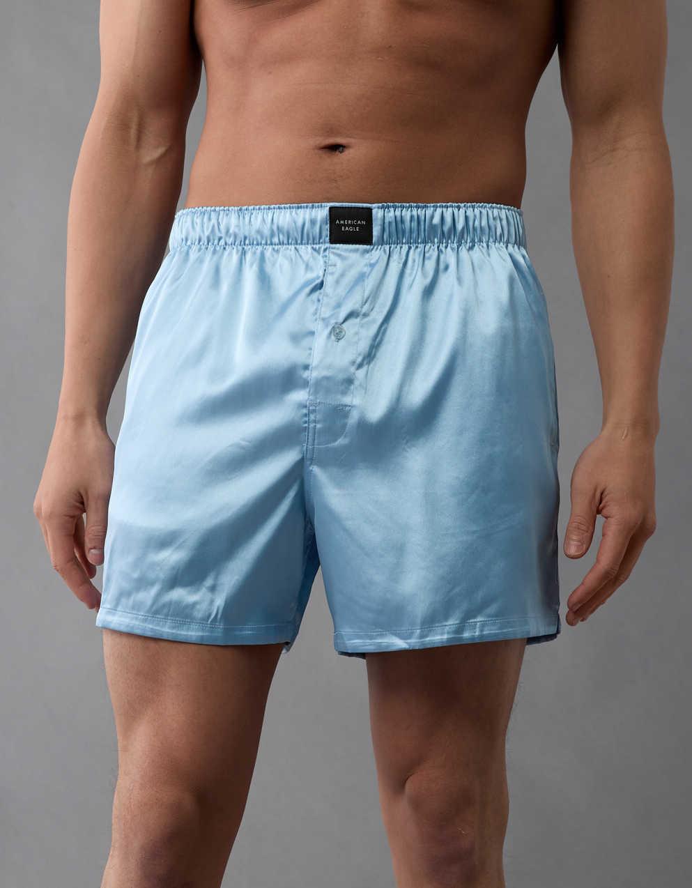AEOメンズ・ソリッド・サテン・ポケット・ボクサー・ショートパンツ