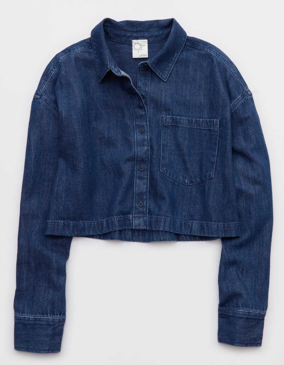 OFFLINE By Aerie Cropped Button Up Shirt