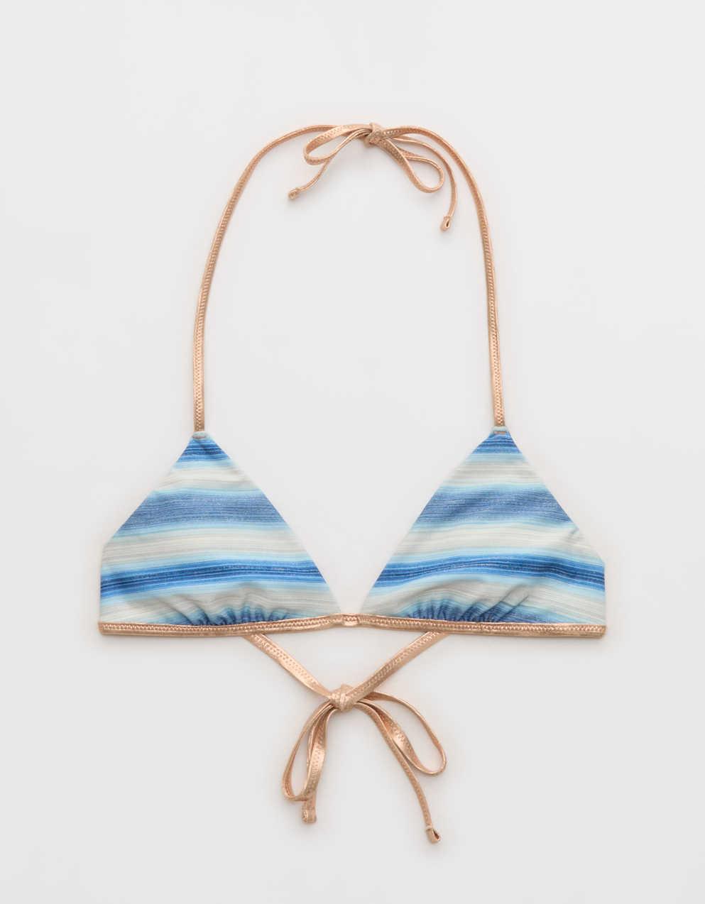 Aerie リバーシブル メタリックバインディング ホルターネック トライアングルビキニトップ