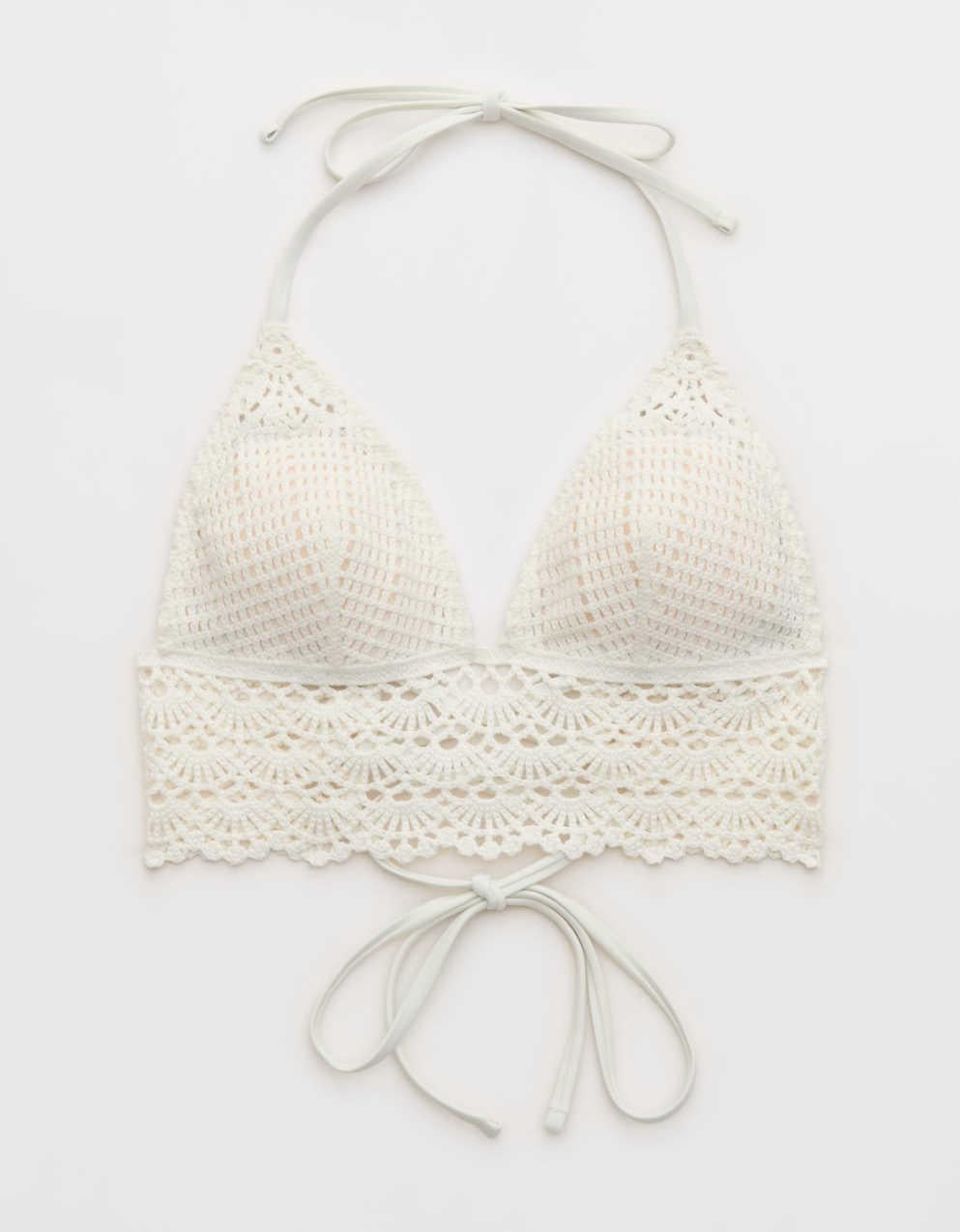 Aerie ロングライン・クロシェ・トライアングル・ビキニ・トップ