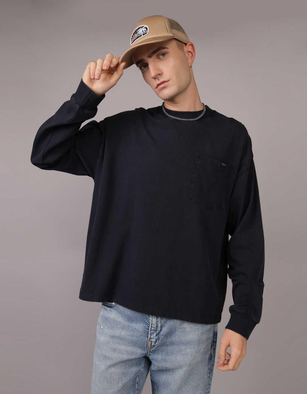 AEオーバーサイズ・ロングスリーブ・ヘビーウェイト・ポケットTシャツ