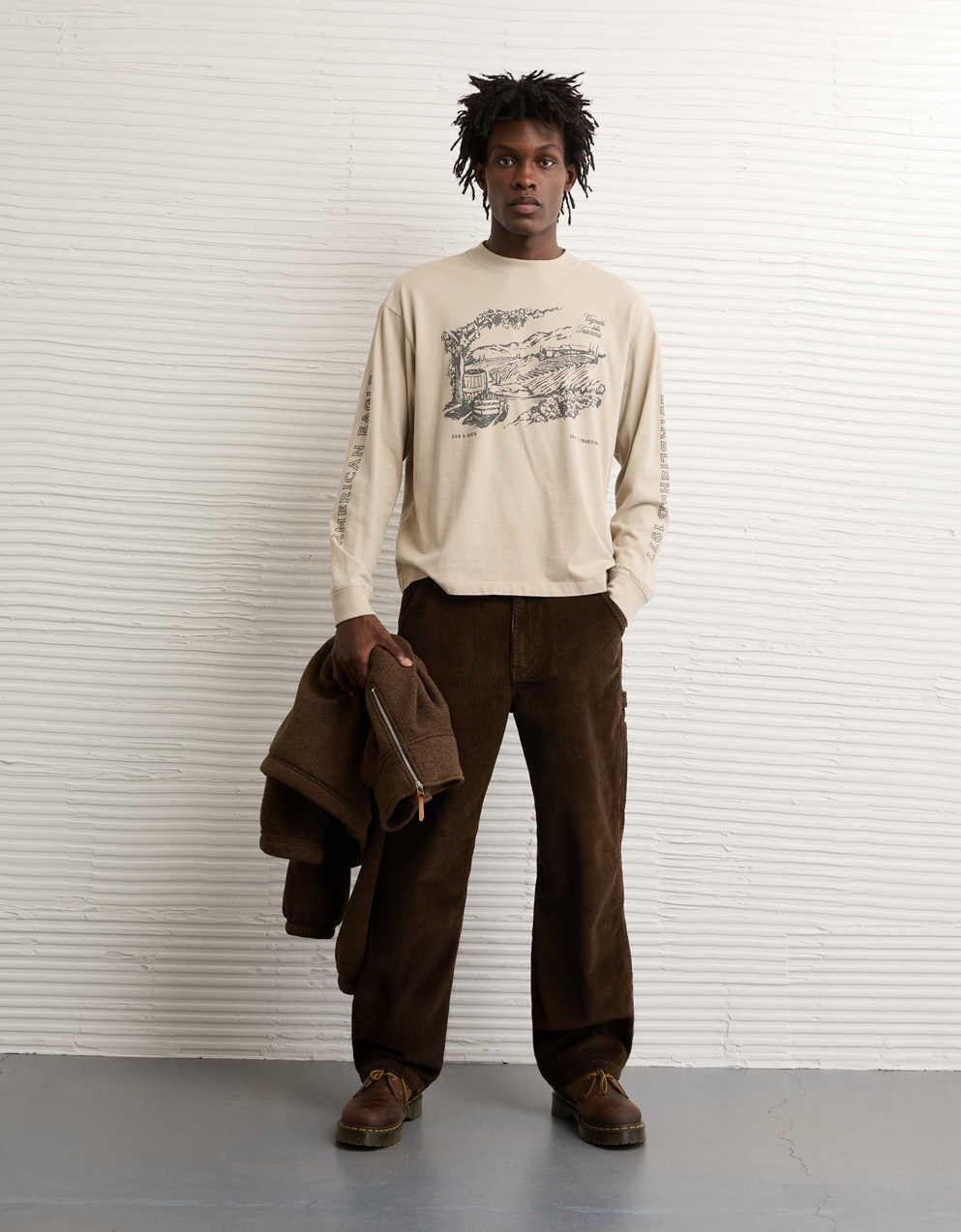 AEボクシーロングスリーブグラフィックTシャツ
