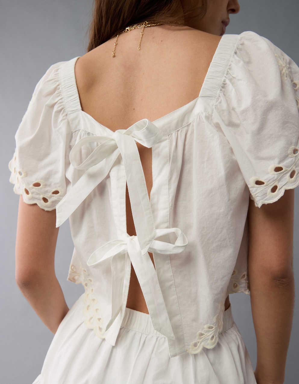 AE Tie Back Eyelet Crop Top