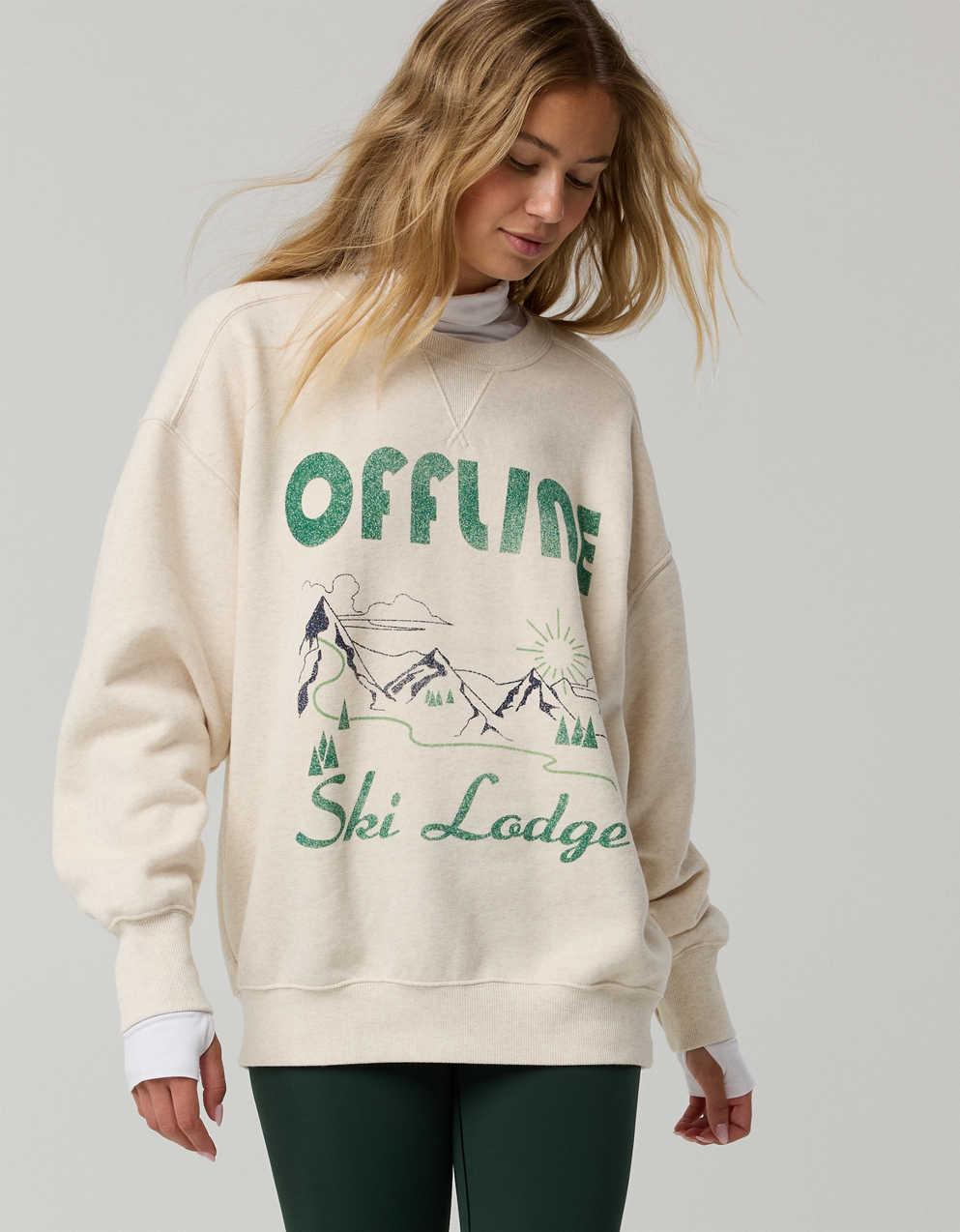 OFFLINE By Aerie クラウドフリース オーバーサイズ クルーネック スウェットシャツ