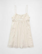 AE Button-Up Lace Insert Mini Dress