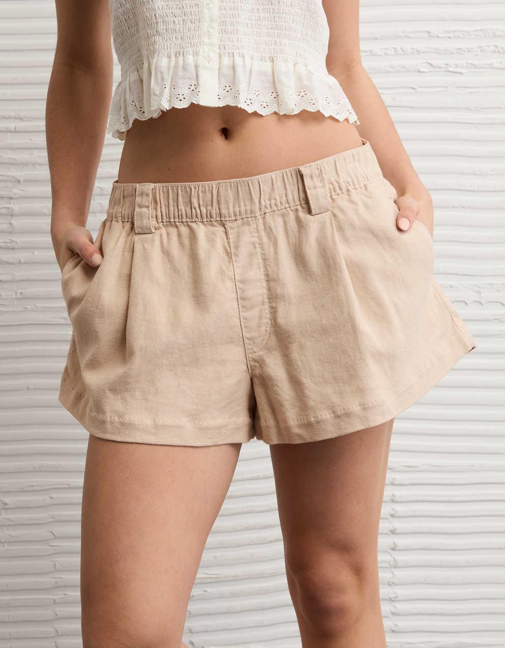 AEストレッチハイウエストプリーツパンツショートパンツ