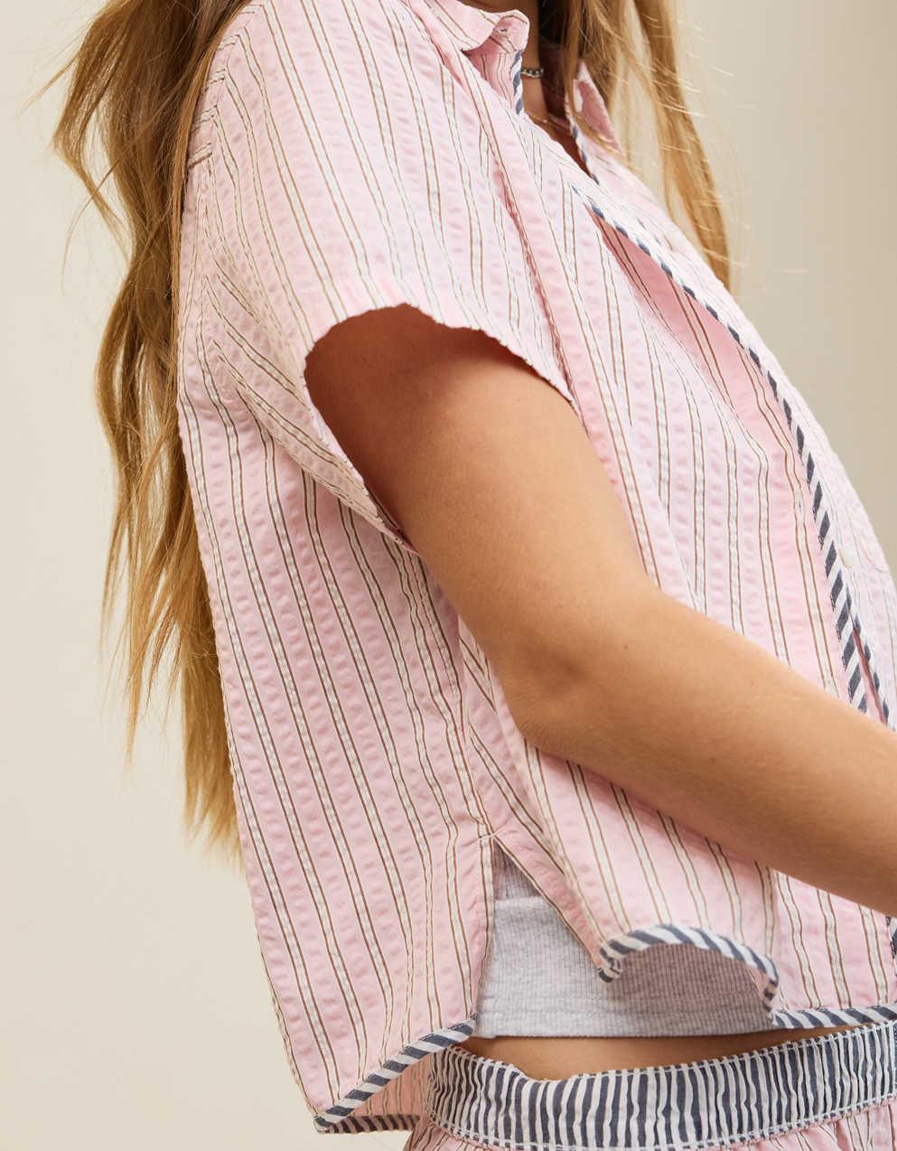 Aerie Seersucker Short Sleeve Pajama Top