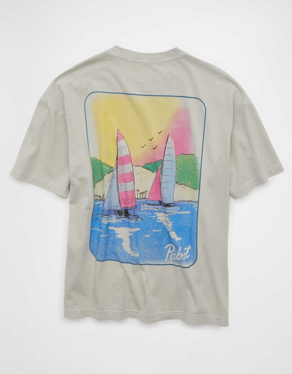 AE Boxy Fit Pabst Blue Ribbon Graphic T-Shirt