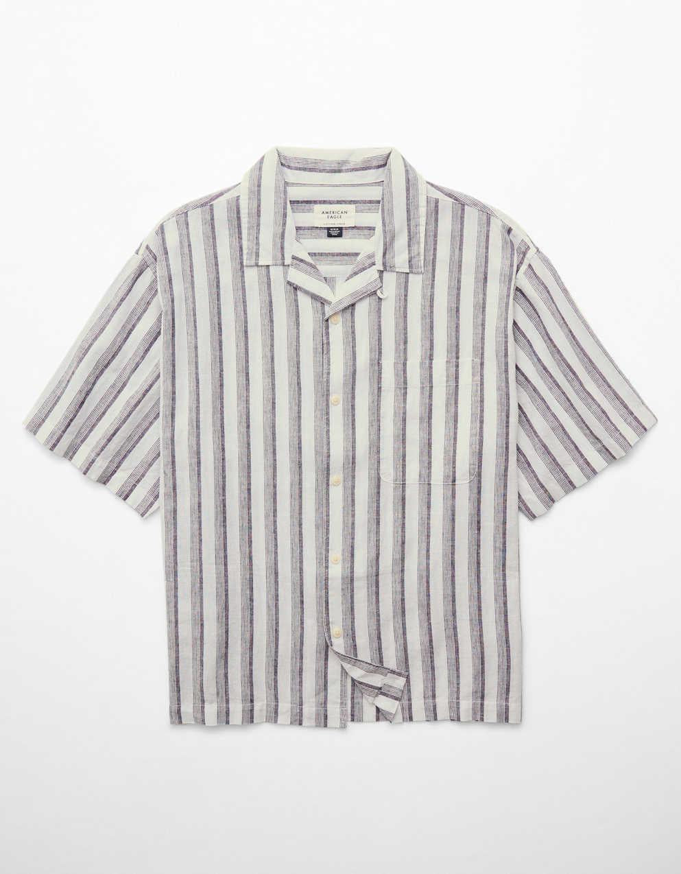 AE Poolside Linen-Blend Button-Up Shirt