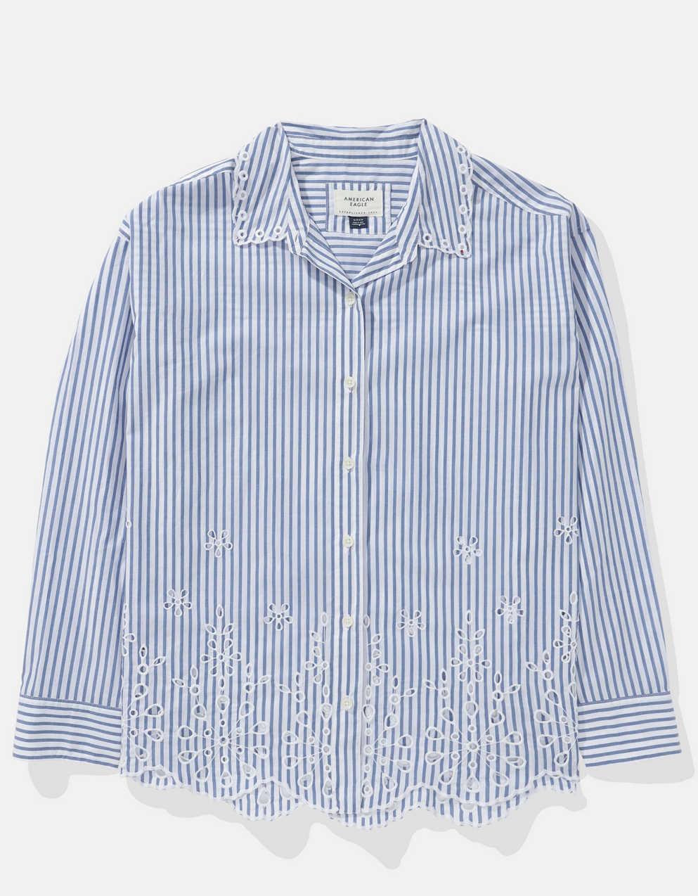 AE Embroidered Perfect Button-Up Shirt