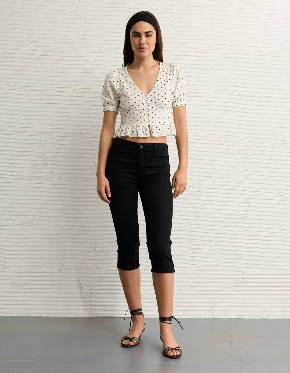 AE V-Neck Puff Sleeve Corset Shirt