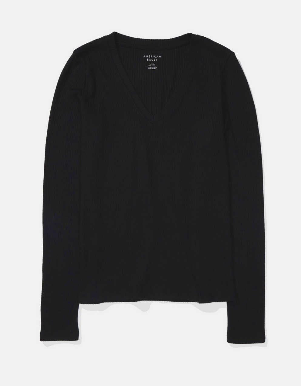 AEプラッシュ長袖VネックTシャツ