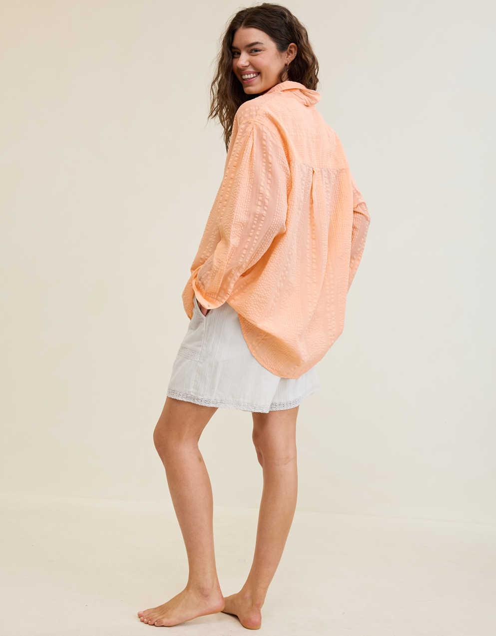 Aerie・シーサッカー・カバーアップ・シャツ