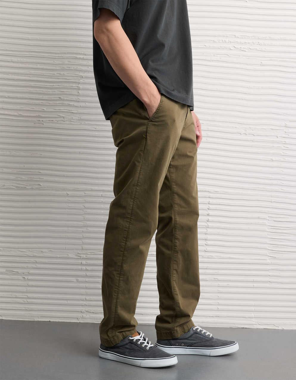 AEフレックス・オリジナル・ストレート・リブド・カーキ・パンツ