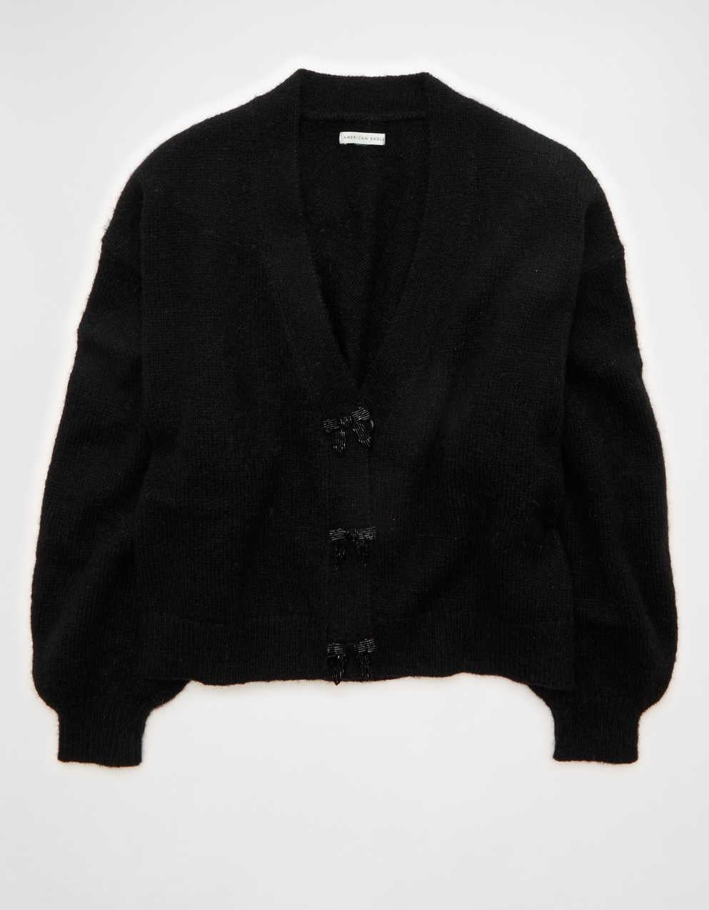 AE Vネック・リボン・カーディガン